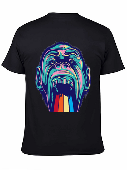 Retro Primate Graphic Tee - Vivid Monkey Rainbow