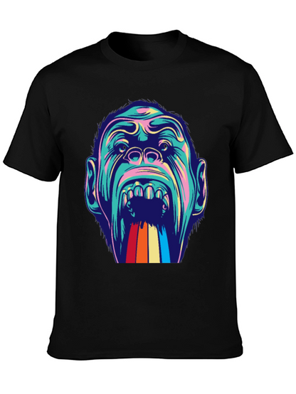 Retro Primate Graphic Tee - Vivid Monkey Rainbow