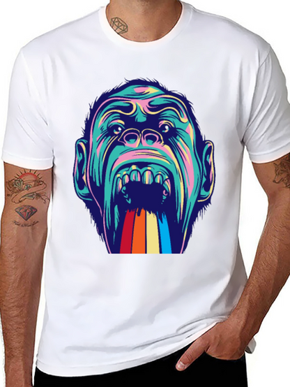 Retro Primate Graphic Tee - Vivid Monkey Rainbow