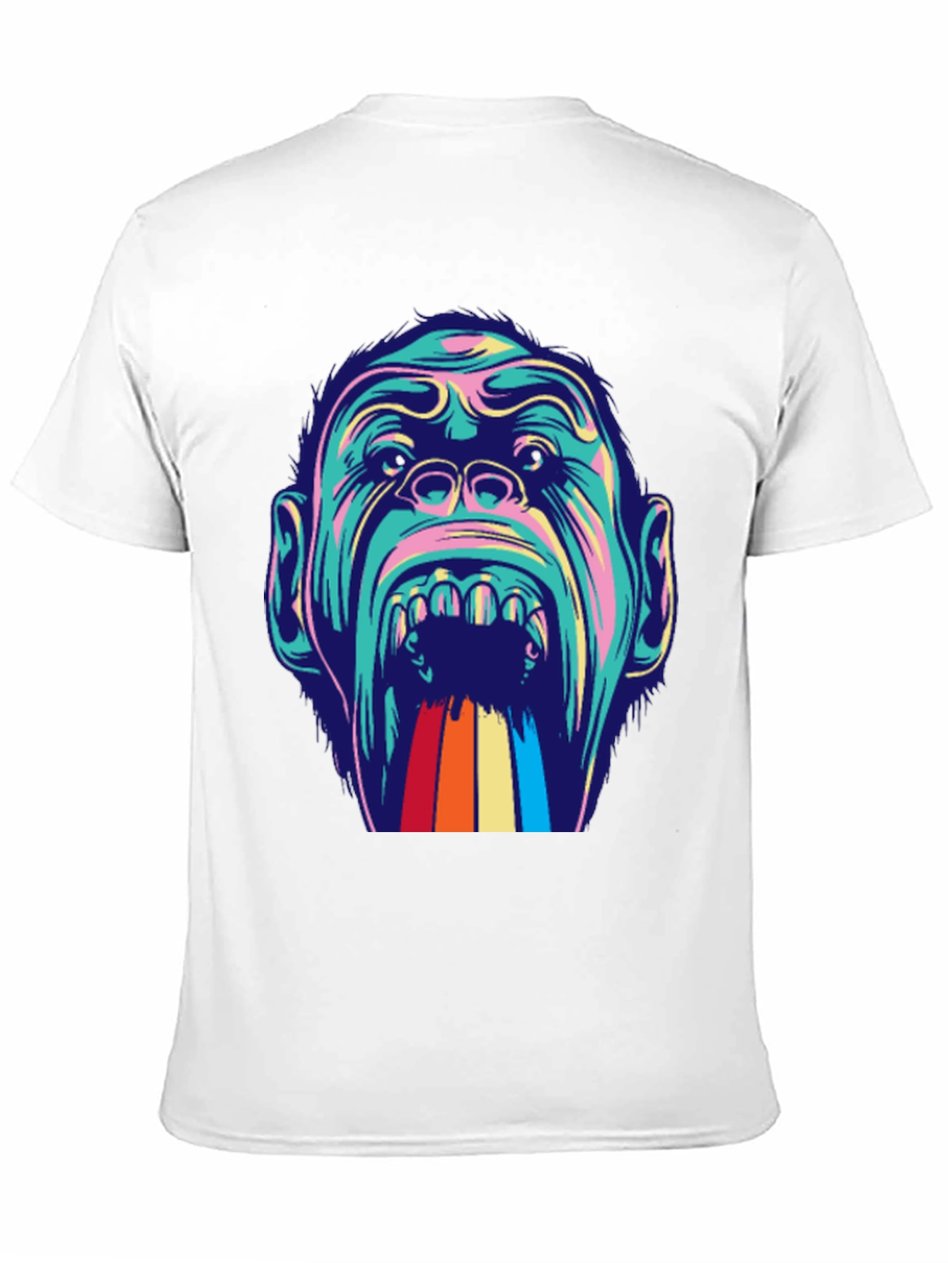 Retro Primate Graphic Tee - Vivid Monkey Rainbow