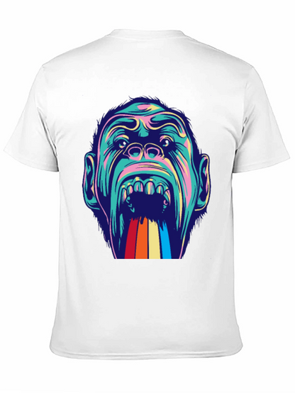 Retro Primate Graphic Tee - Vivid Monkey Rainbow