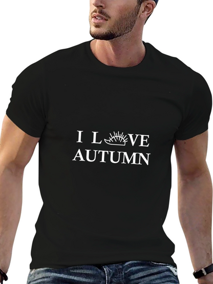I Love Autumn Hedgehog Graphic Tee - Black