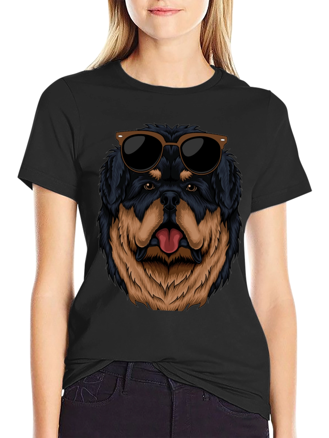 Cool Rottweiler Dog Graphic Black T-Shirt