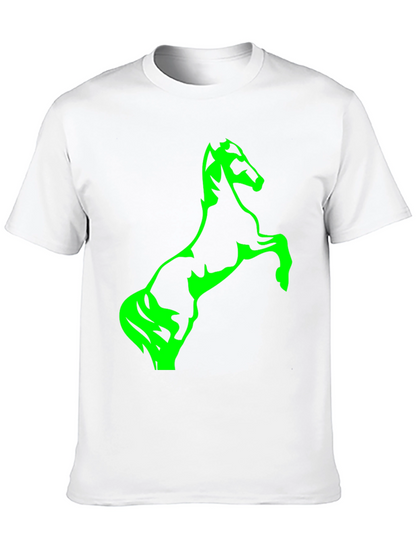 Black T-Shirt with Green Horse Graphic