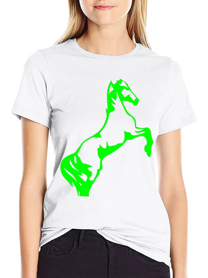 Black T-Shirt with Green Horse Graphic