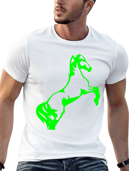 Black T-Shirt with Green Horse Graphic