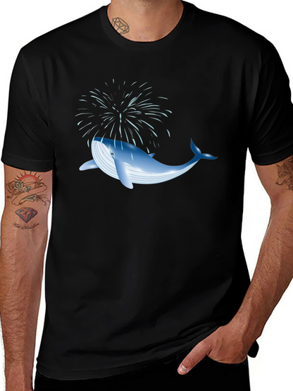 Whale Fireworks Graphic Tee - Black Cotton Blend