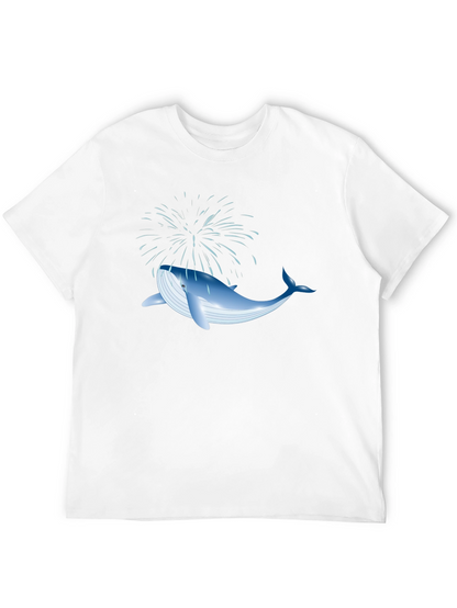 Whale Fireworks Graphic Tee - Black Cotton Blend