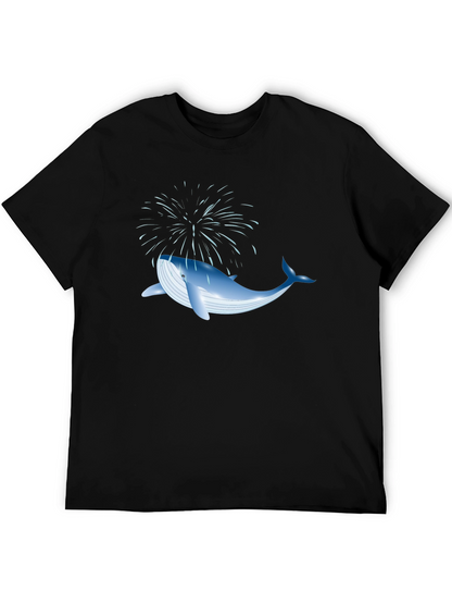 Whale Fireworks Graphic Tee - Black Cotton Blend