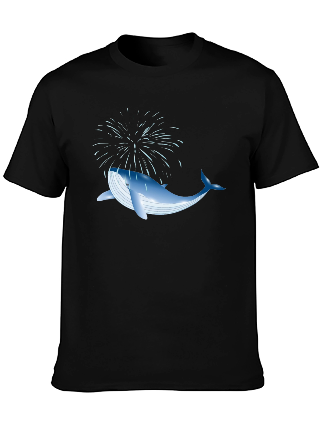 Whale Fireworks Graphic Tee - Black Cotton Blend