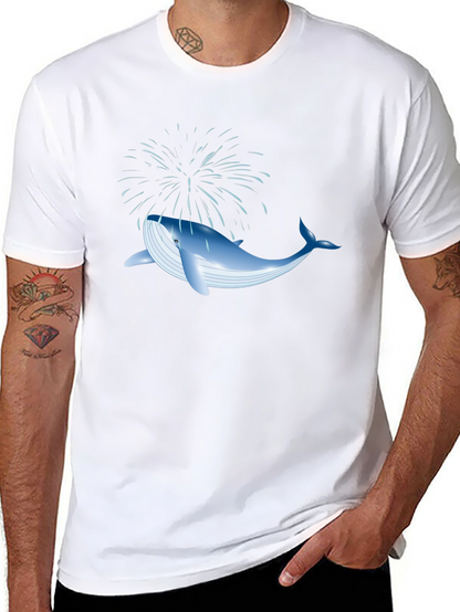 Whale Fireworks Graphic Tee - Black Cotton Blend