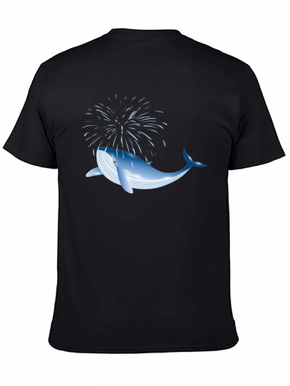 Whale Fireworks Graphic Tee - Black Cotton Blend