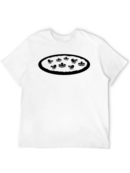 Mushroom Pizza Graphic Black T-Shirt