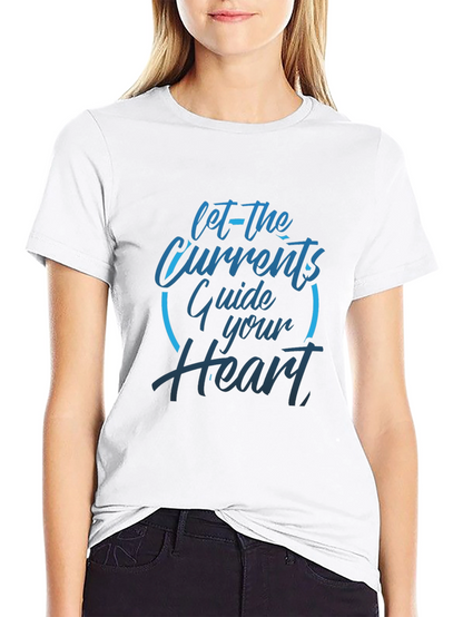 Mens Black T-Shirt: Let The Currents Guide Your Heart