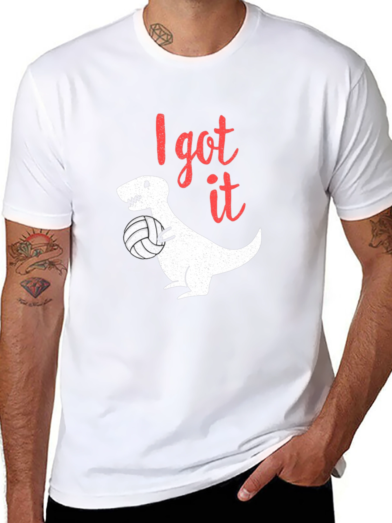 I Got It T-Rex Volleyball Black T-Shirt