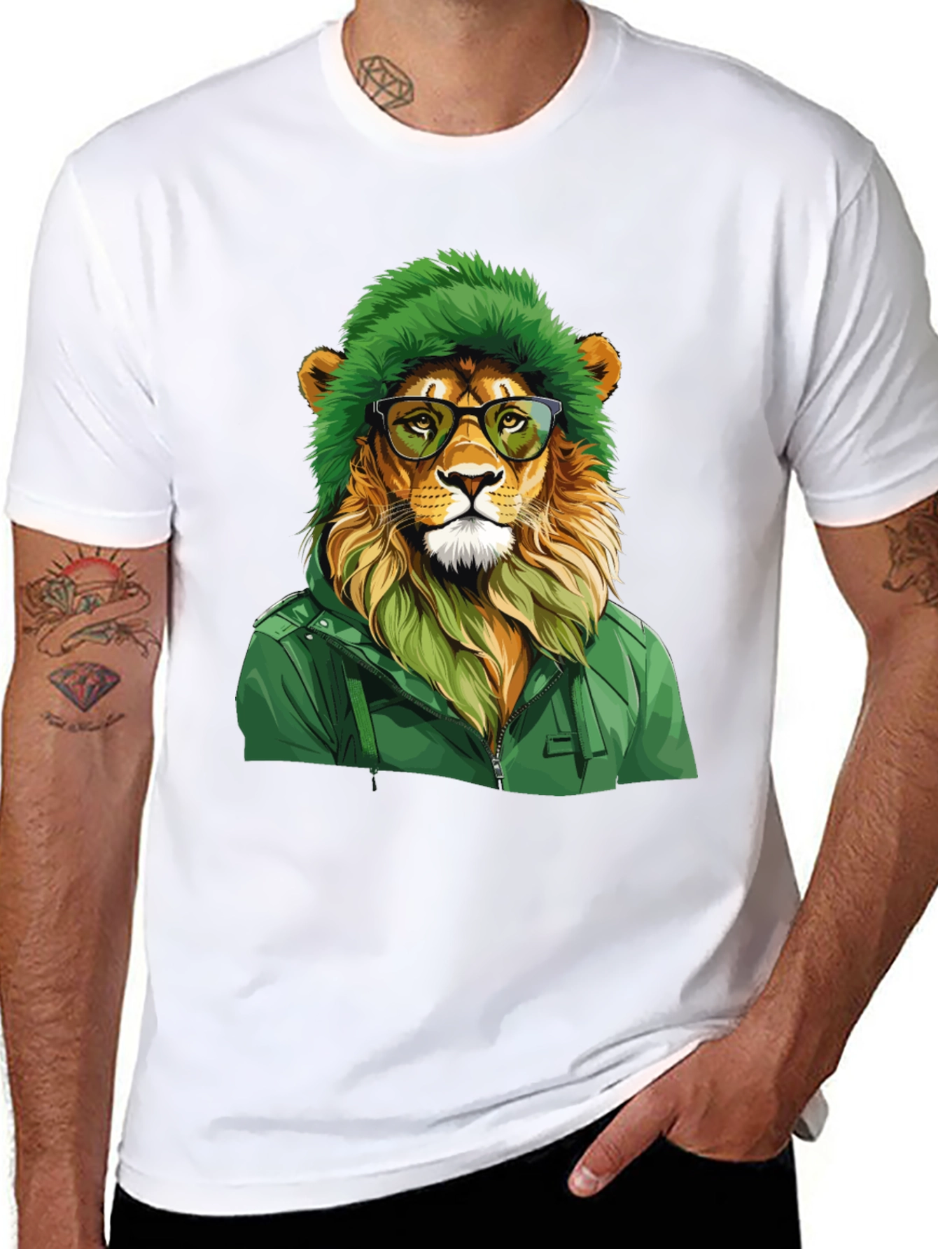 Hipster Lion Graphic Tee - Cool Animal T-Shirt