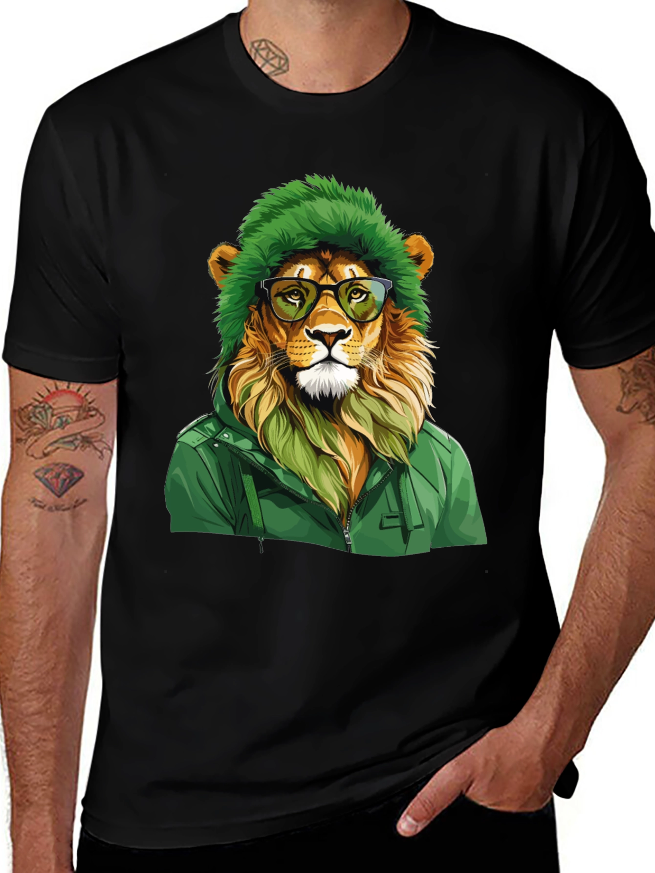 Hipster Lion Graphic Tee - Cool Animal T-Shirt