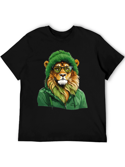 Hipster Lion Graphic Tee - Cool Animal T-Shirt