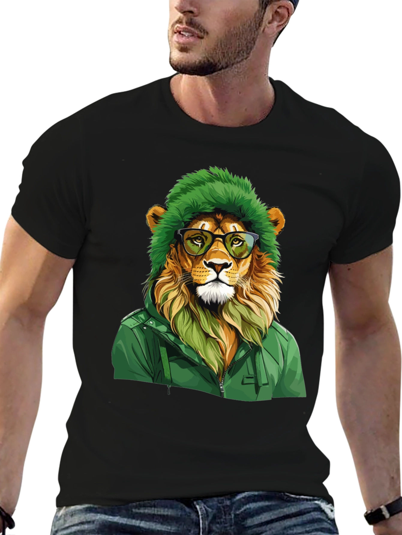 Hipster Lion Graphic Tee - Cool Animal T-Shirt