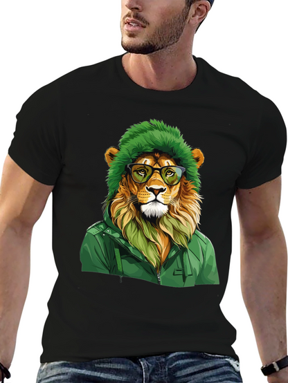 Hipster Lion Graphic Tee - Cool Animal T-Shirt