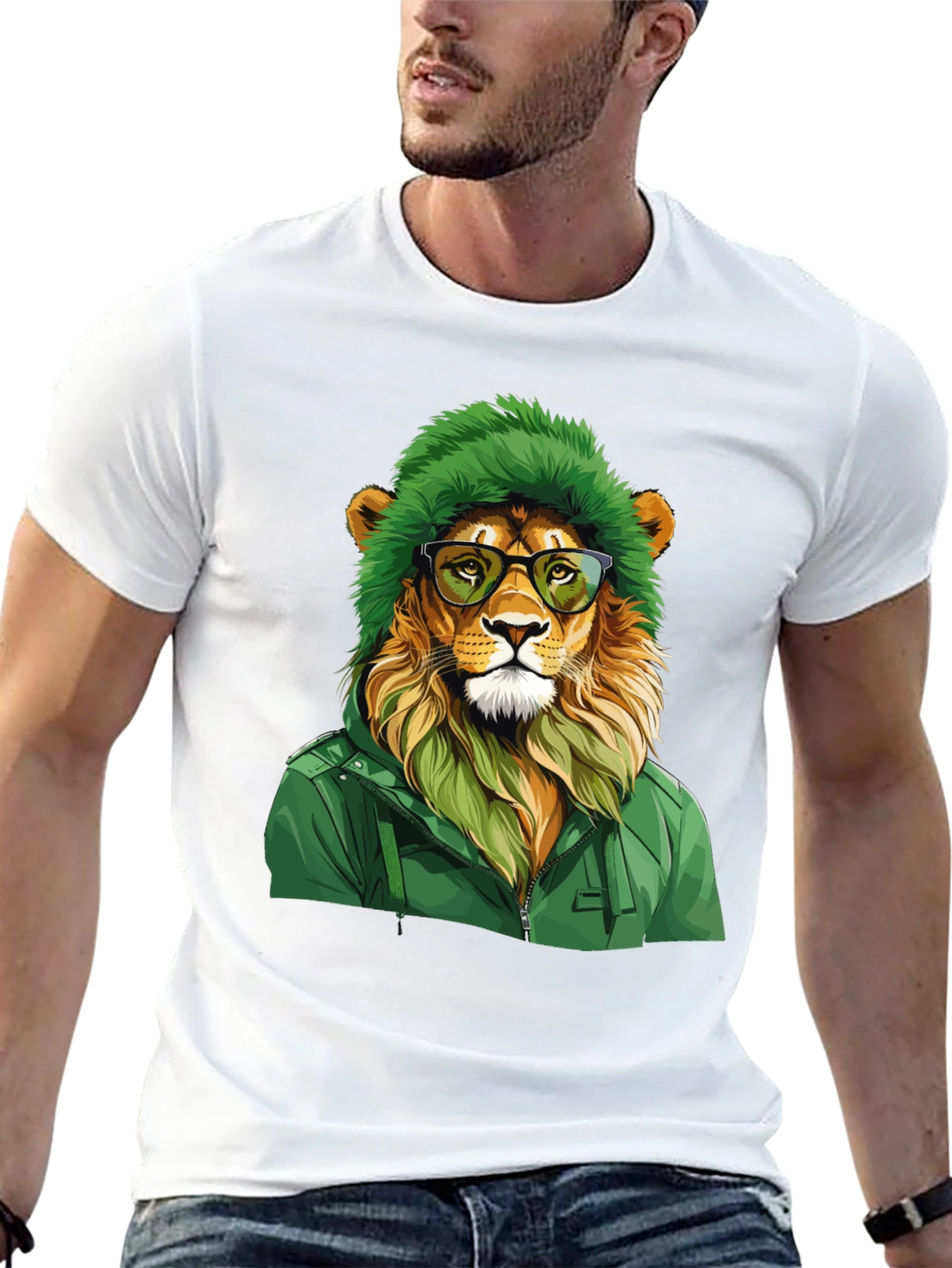 Hipster Lion Graphic Tee - Cool Animal T-Shirt
