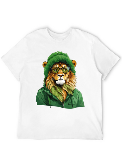 Hipster Lion Graphic Tee - Cool Animal T-Shirt