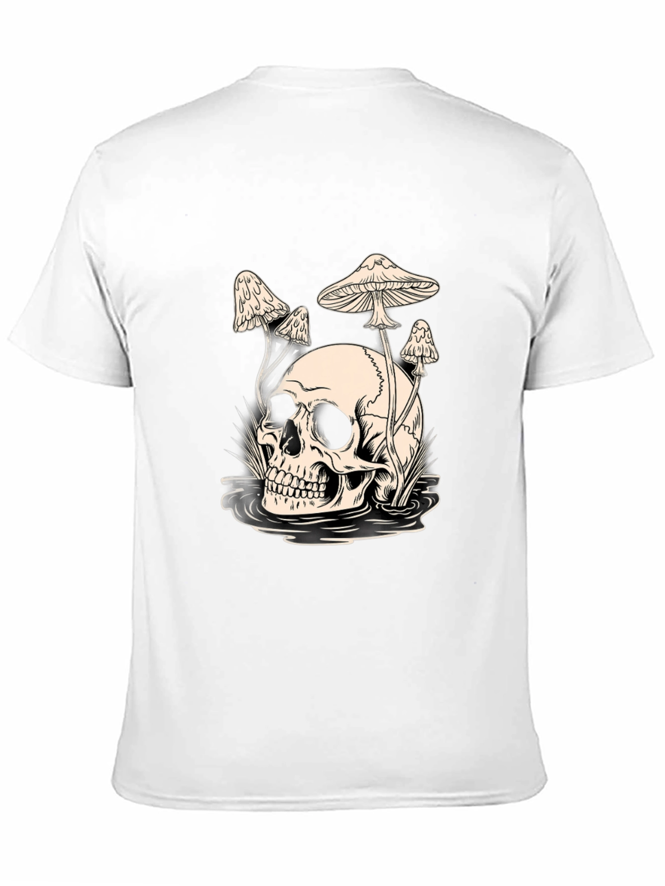 Skull and Mushroom Graphic Tee - Black