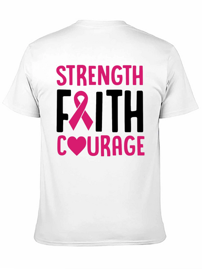 Strength Faith Courage Breast Cancer Awareness T-Shirt