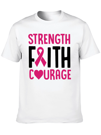 Strength Faith Courage Breast Cancer Awareness T-Shirt