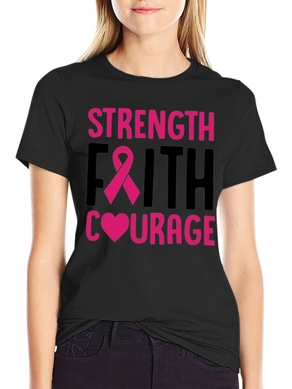 Strength Faith Courage Breast Cancer Awareness T-Shirt