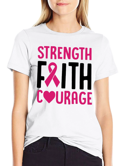 Strength Faith Courage Breast Cancer Awareness T-Shirt