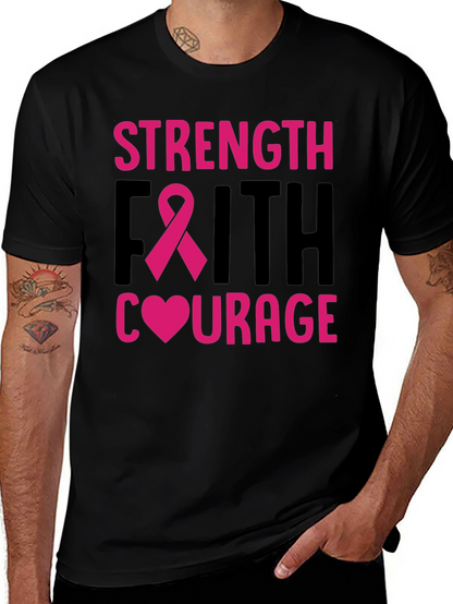 Strength Faith Courage Breast Cancer Awareness T-Shirt