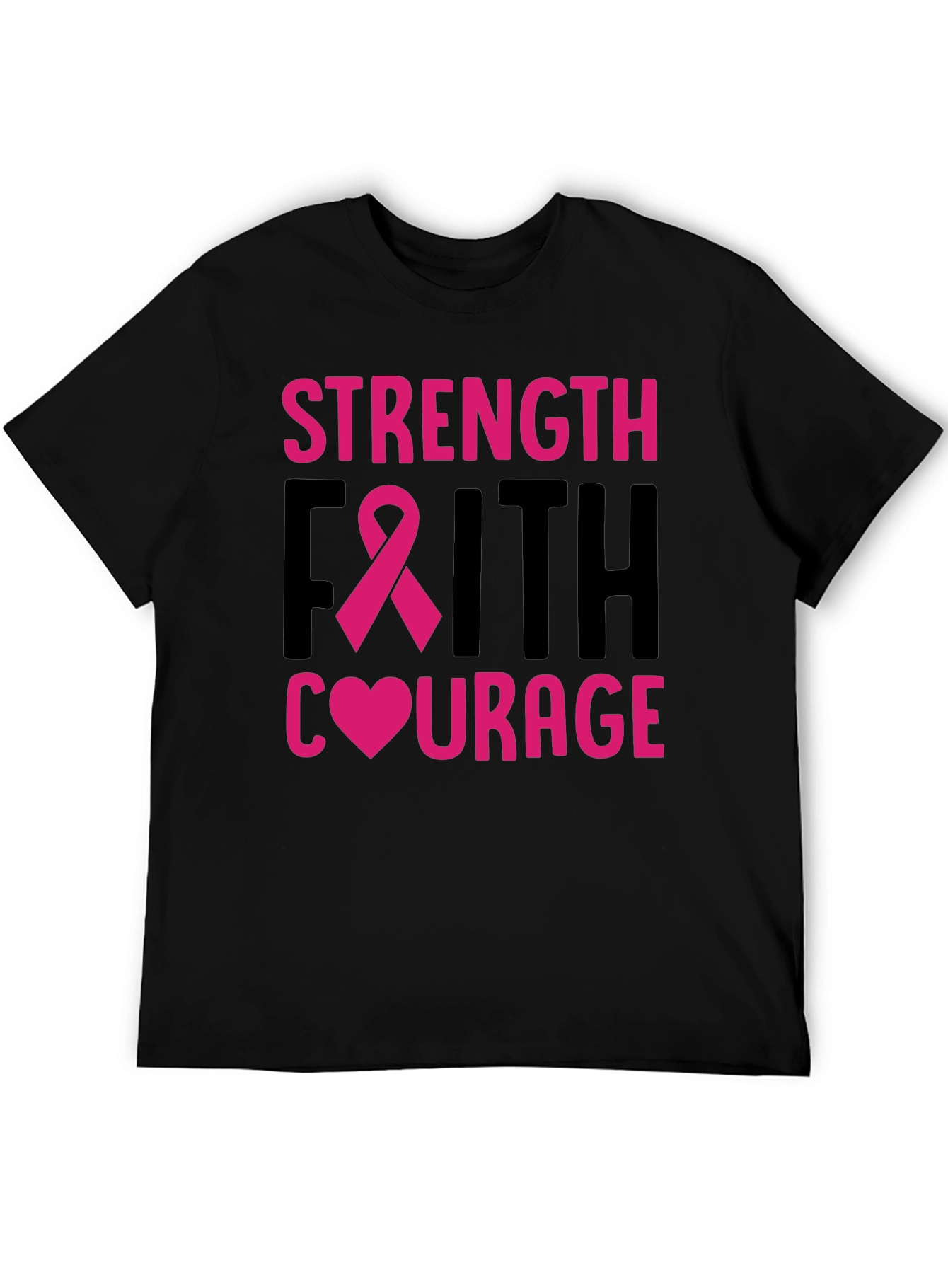 Strength Faith Courage Breast Cancer Awareness T-Shirt