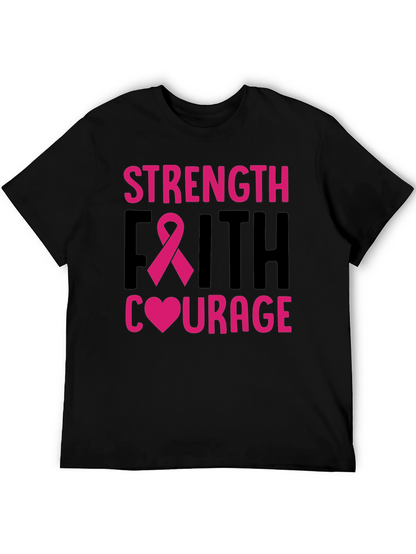 Strength Faith Courage Breast Cancer Awareness T-Shirt