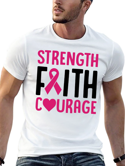 Strength Faith Courage Breast Cancer Awareness T-Shirt