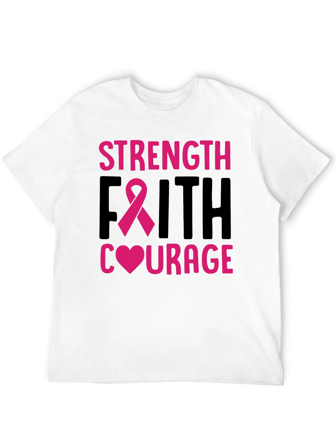 Strength Faith Courage Breast Cancer Awareness T-Shirt