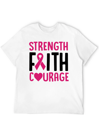 Strength Faith Courage Breast Cancer Awareness T-Shirt