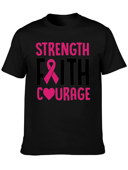 Strength Faith Courage Breast Cancer Awareness T-Shirt