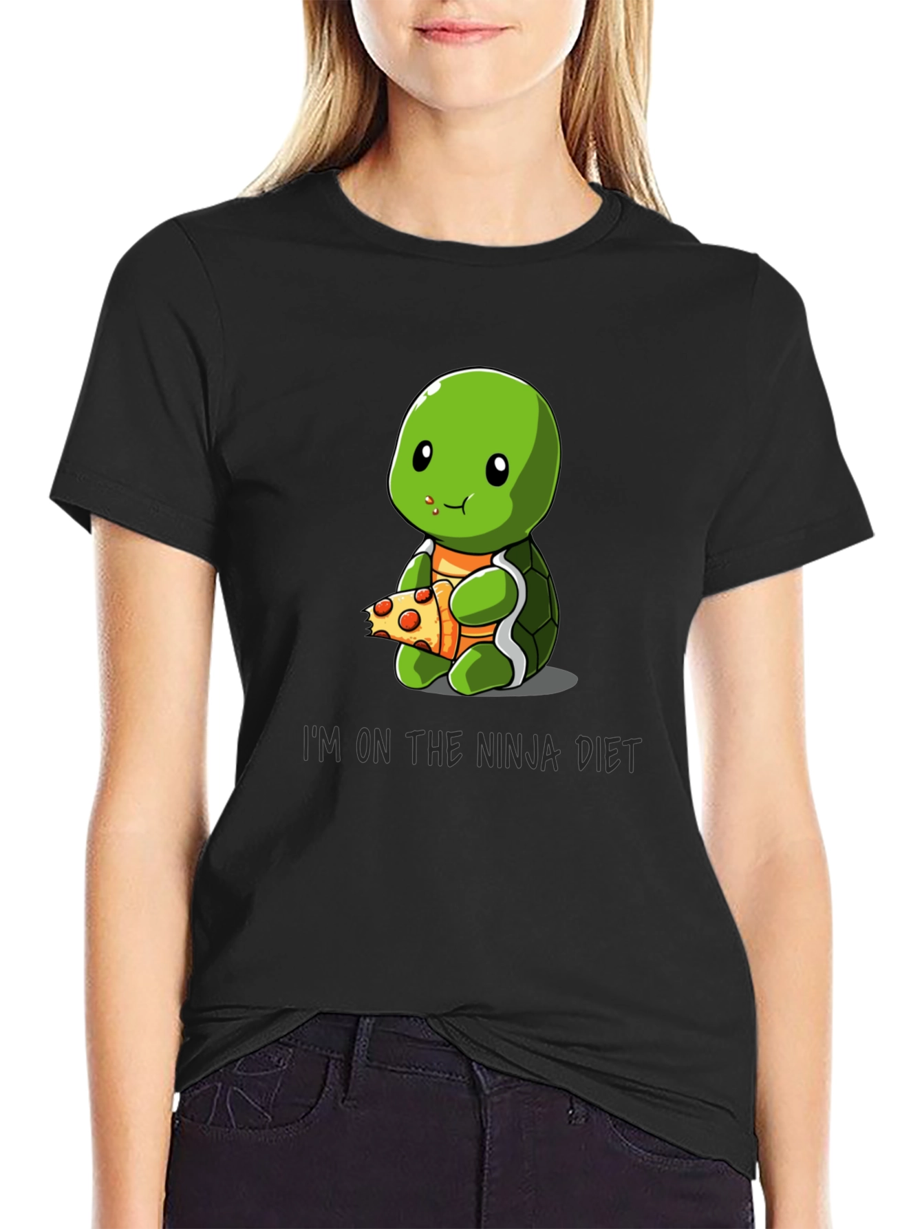 Ninja Diet Turtle Eating Pizza T-Shirt