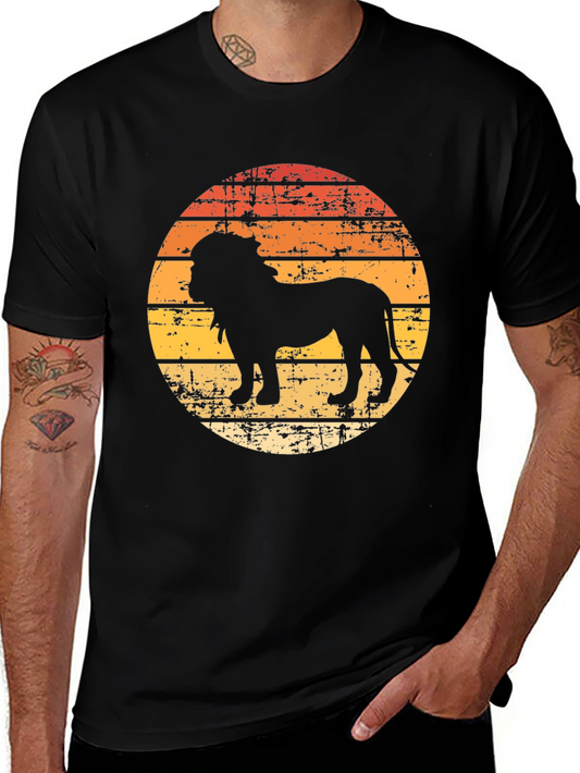 Lion Sunset Graphic Tee - Vintage Style Comfort