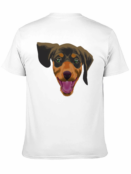 Dachshund Dog Graphic Tee - Black Cotton Casual Shirt