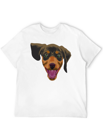 Dachshund Dog Graphic Tee - Black Cotton Casual Shirt