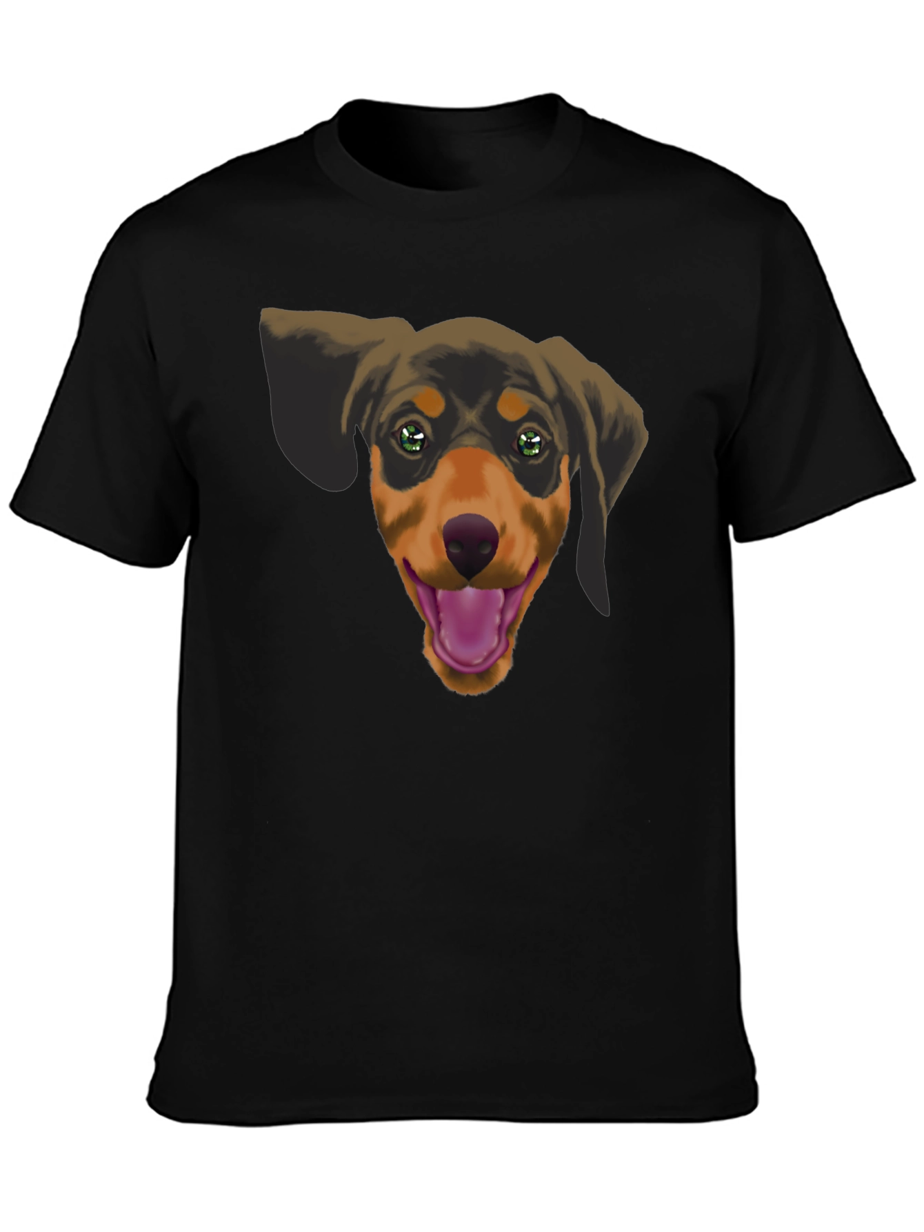 Dachshund Dog Graphic Tee - Black Cotton Casual Shirt