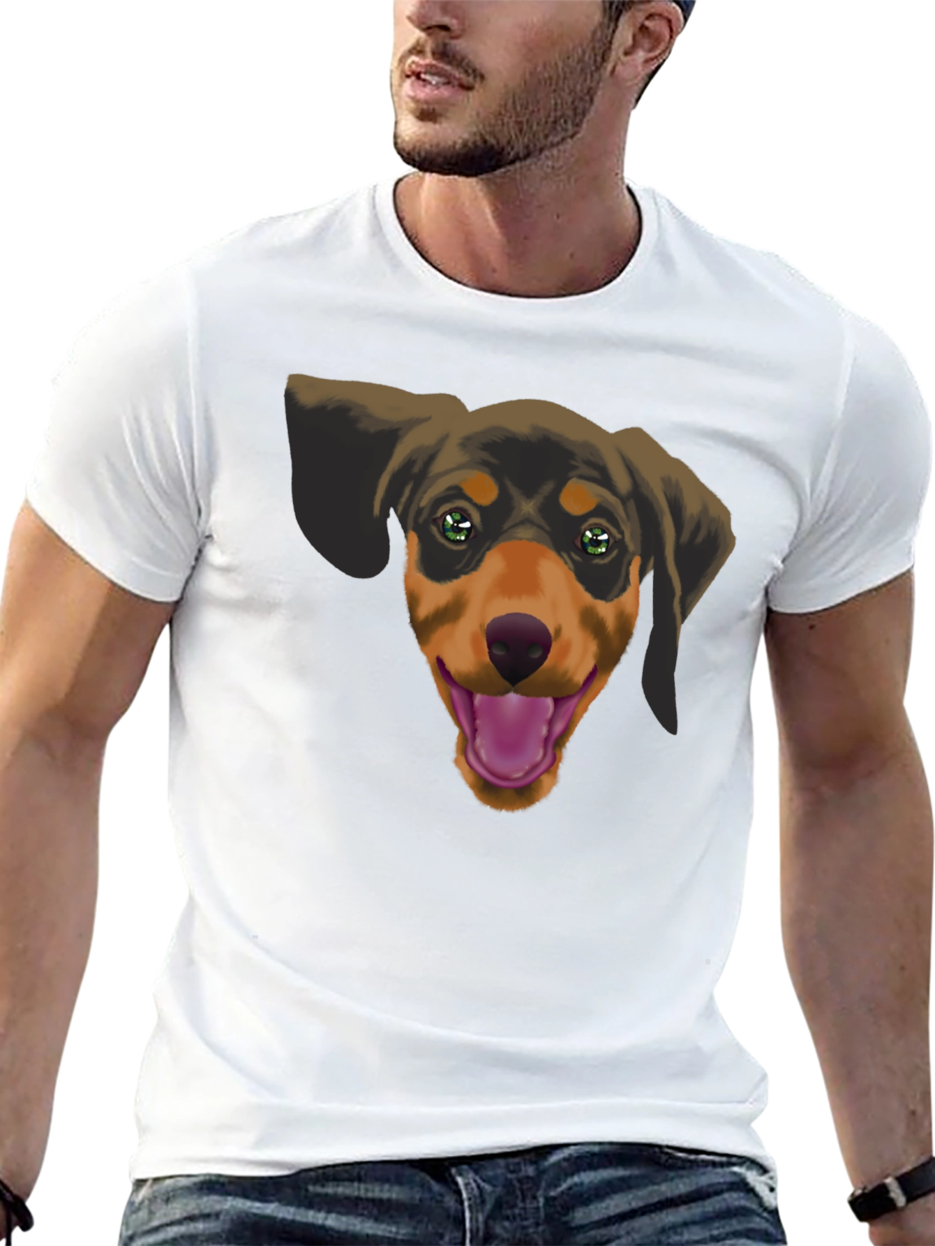 Dachshund Dog Graphic Tee - Black Cotton Casual Shirt