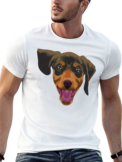 Dachshund Dog Graphic Tee - Black Cotton Casual Shirt