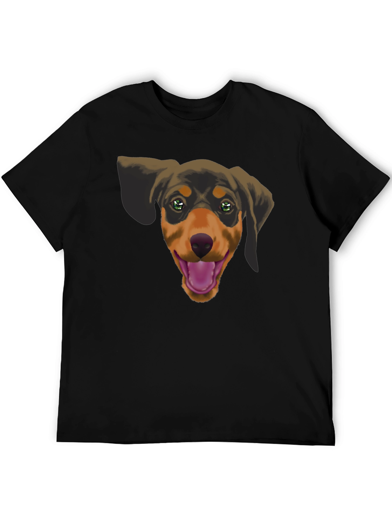 Dachshund Dog Graphic Tee - Black Cotton Casual Shirt