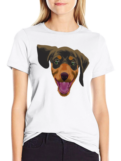 Dachshund Dog Graphic Tee - Black Cotton Casual Shirt