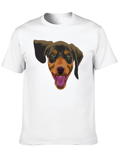 Dachshund Dog Graphic Tee - Black Cotton Casual Shirt