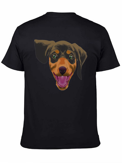 Dachshund Dog Graphic Tee - Black Cotton Casual Shirt