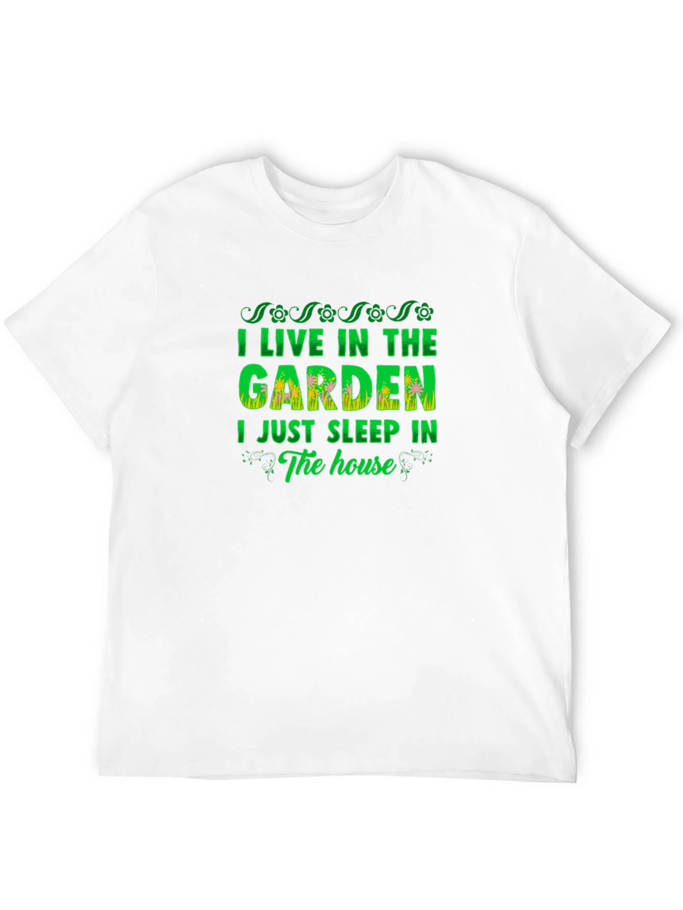 I Live in the Garden Mens Black T-Shirt